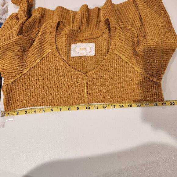 Anthropologie Maeve Gold Harley Pullover V Neck Thermal Top Size Small Boho - Picture 9 of 10